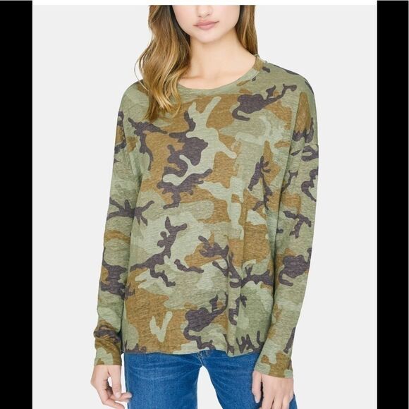 Anthropologie Sanctuary nwt Carlee camo long sleeve linen top medium - Picture 1 of 9